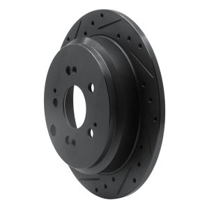 Honda Odyssey Brake Rotor (1) - Rear Left - R1 Concepts - Drilled & Slotted - Black - `05-`10